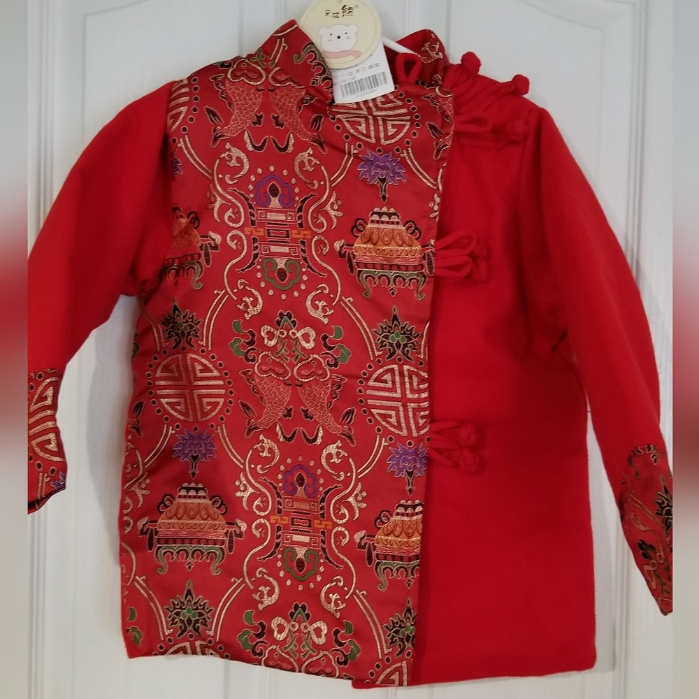 Boy's Winter Chinese Pisces Suit In Red NWT